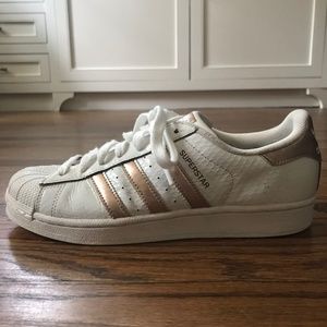 gold adidas superstar shoes